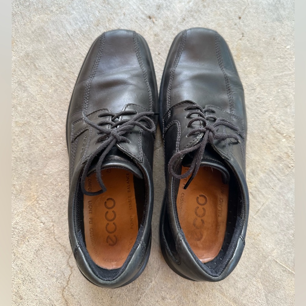 ECCO Shoes Mens 43 US 9.5-10 Black Oxford‎ Dress Driving Genuine Leather Casual